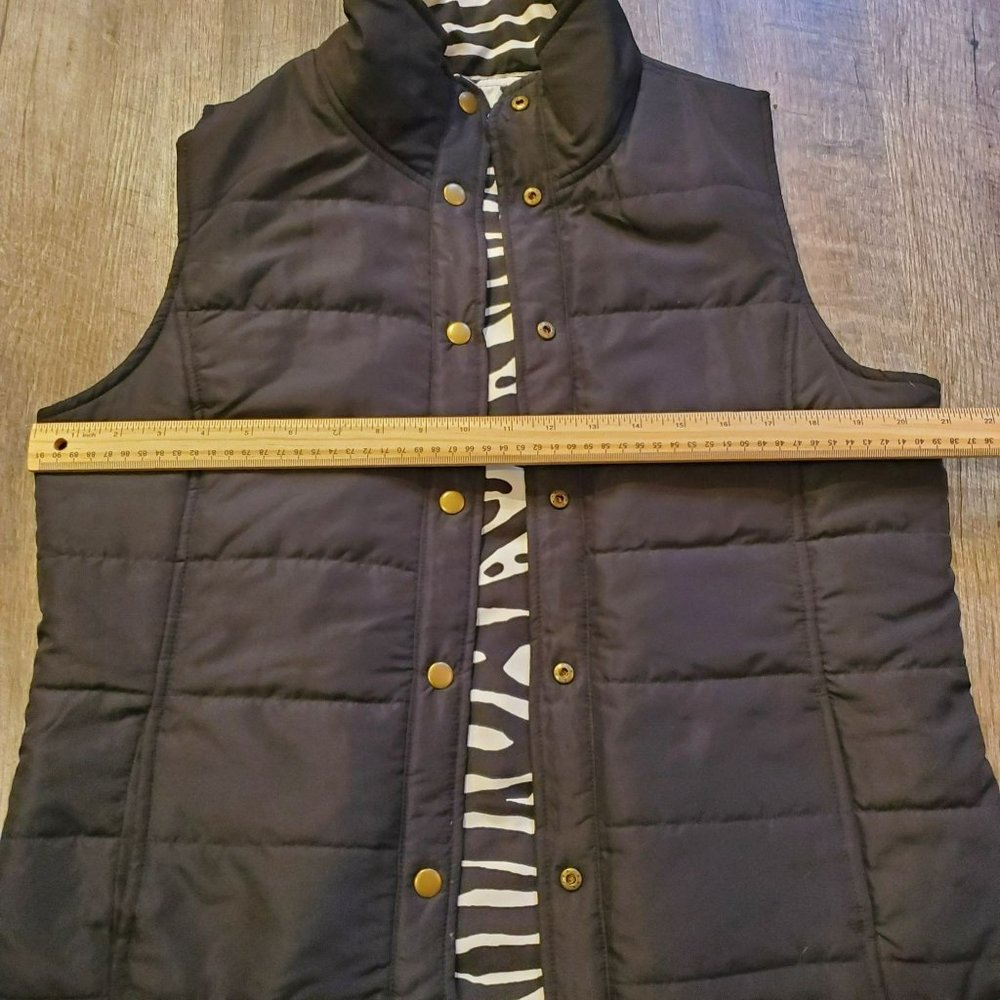 REVERSIBLE (NO BRAND) VEST BLACK/ZEBRA BUTTON UP SIZE MEDIUM - Picture 6 of 7